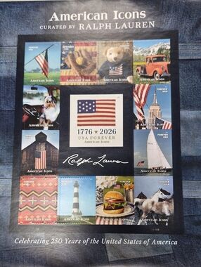 Ralph Lauren American Icons Poster - Blue, Red, White Stamps